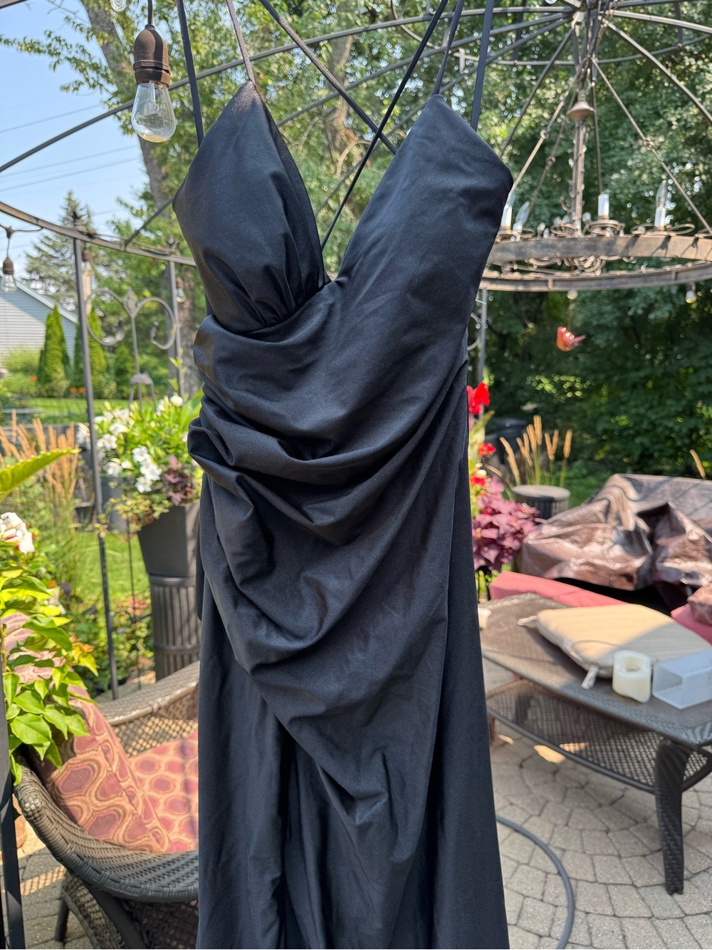 Elegant Black Draped V-Neck Women’s Dress Sz 8